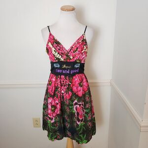 Desigual Dress Sz 40 US 6 Womens Floral Embroidered Babydoll Garden Fairy Boho